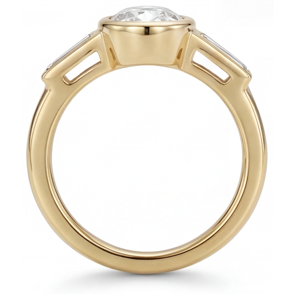 Diamond Three Stone Ring 2-ct 14 Karat Yellow Gold – profile view