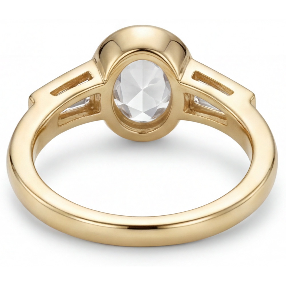 Three Stone Ring 14 Karat Yellow Gold with Diamond – top view