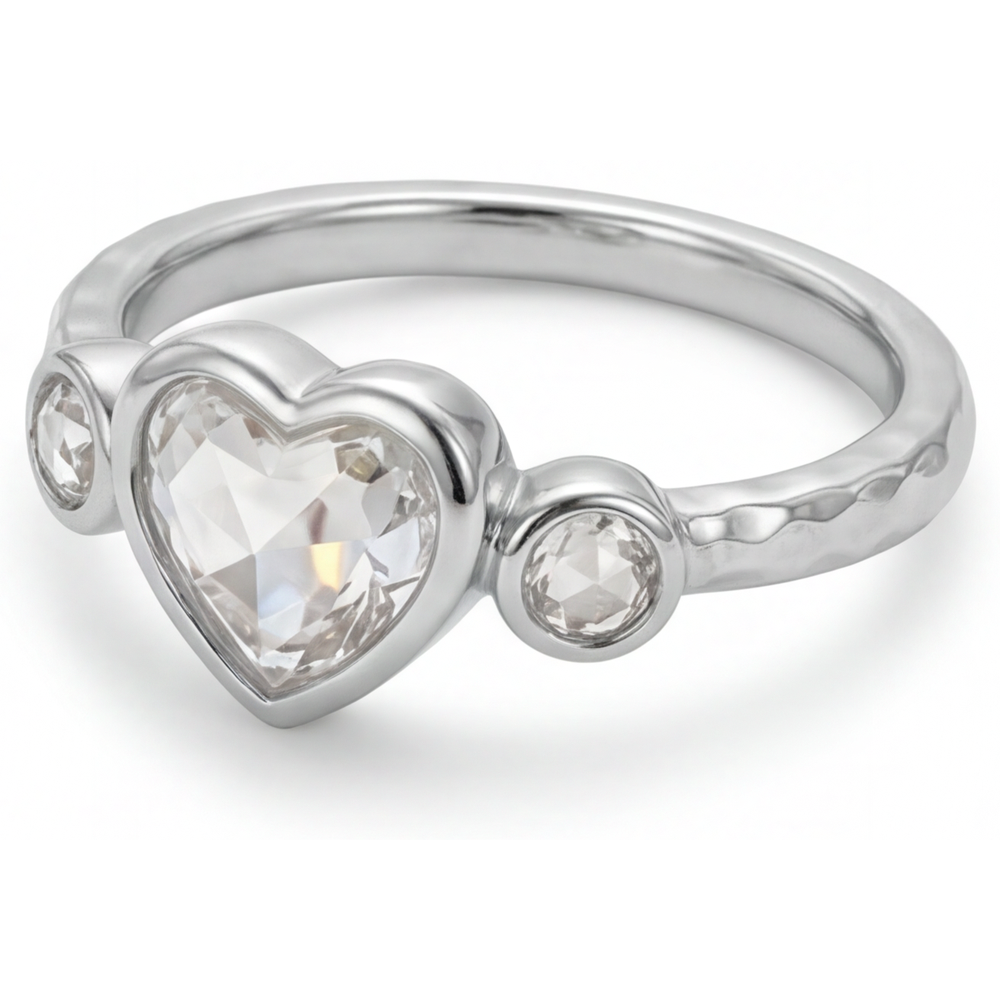 Earth-Mined Diamond Three Stone Ring 2 ct 14K White Gold – side view
