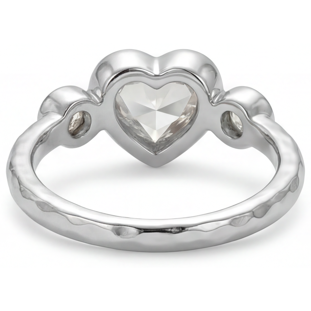 Heart Cut Diamond ring in 14K White Gold – profile view