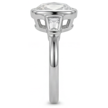 Diamond Cushion Three Stone Ring in 14K White Gold – side view