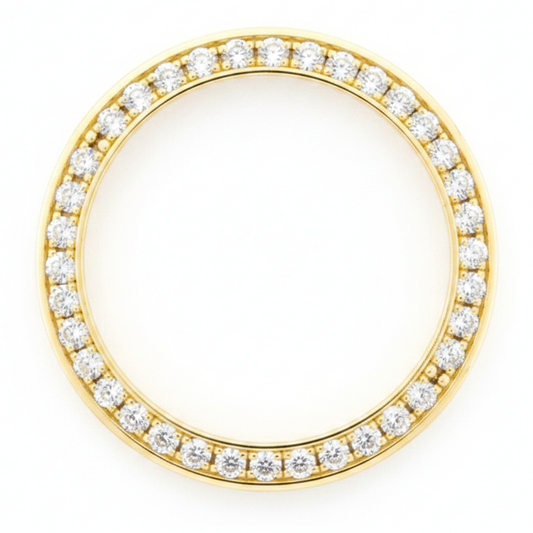 Diamond Watch Bezel 1 Carat 28 mm To Fit Rolex Datejust Genuine Natural 14K Yellow Gold Round Pave