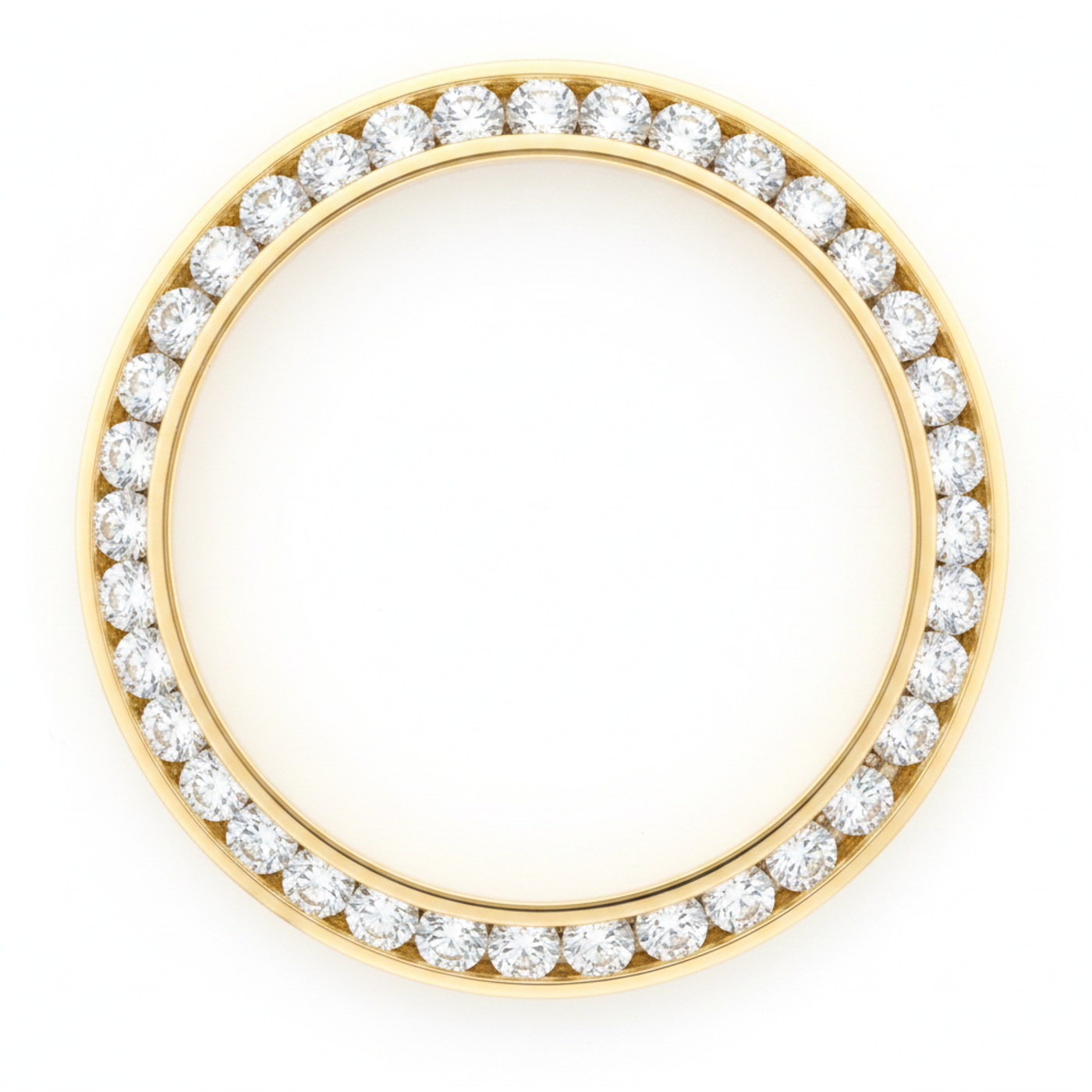 Diamond Watch Bezel 3 Carat 28 mm To Fit Rolex Datejust Genuine Natural 14K Yellow Gold Round Channel