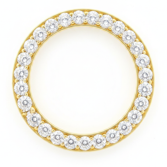 Diamond Watch Bezel 5 Carat 28 mm To Fit Rolex Datejust Genuine Natural 14K Yellow Gold Round Pave
