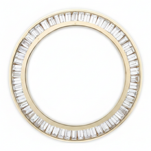 Double Row Baguette Diamond Watch Bezel 2.5 Carat 28 mm To Fit Rolex Datejust Natural 14K Yellow Gold