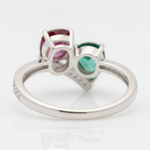 Emerald Engagement Ring 1.5 Carat Real Green Two Stone 18K White Gold