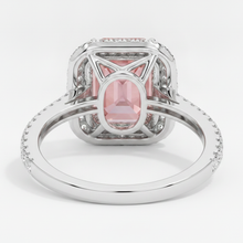 Padparadscha Sapphire Ring 3.8 Carat Natural Emerald Double Halo 14K White Gold