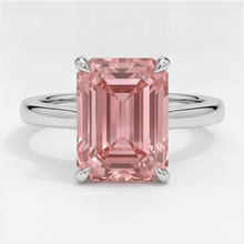 Peach Color Sapphire 2.5 Carat Genuine Emerald Padparadscha Solitaire Ring 14K White Gold