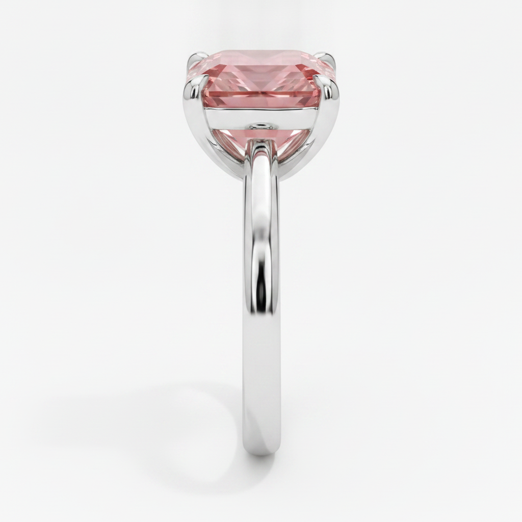 Peach Color Sapphire 2.5 Carat Genuine Emerald Padparadscha Solitaire Ring 14K White Gold