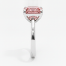 Peach Color Sapphire 2.5 Carat Genuine Emerald Padparadscha Solitaire Ring 14K White Gold