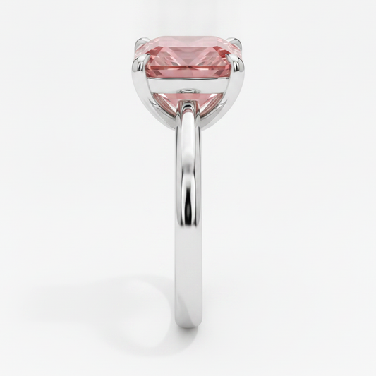 Peach Color Sapphire 2.5 Carat Genuine Emerald Padparadscha Solitaire Ring 14K White Gold