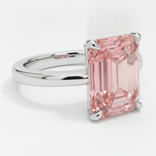 Peach Color Sapphire 2.5 Carat Genuine Emerald Padparadscha Solitaire Ring 14K White Gold