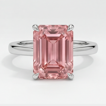 Peach Color Sapphire 2.5 Carat Genuine Emerald Padparadscha Solitaire Ring 14K White Gold