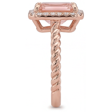 Orange Padparadscha Sapphire Ring 2.5 Carat Genuine Emerald Halo 14K Rose Gold