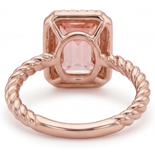 Orange Padparadscha Sapphire Ring 2.5 Carat Genuine Emerald Halo 14K Rose Gold