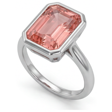 Peach Sapphire 2.5 Carat Natural Emerald Padparadscha Bezel Solitaire Ring 14K White Gold