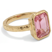 Peach Color Sapphire 3 Carat Natural Emerald Padparadscha Bezel Solitaire Ring 14K Yellow Gold