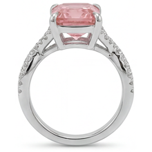 Peach Color Sapphire 3.3 Carat Genuine Emerald Padparadscha Bypass Ring 14K White Gold