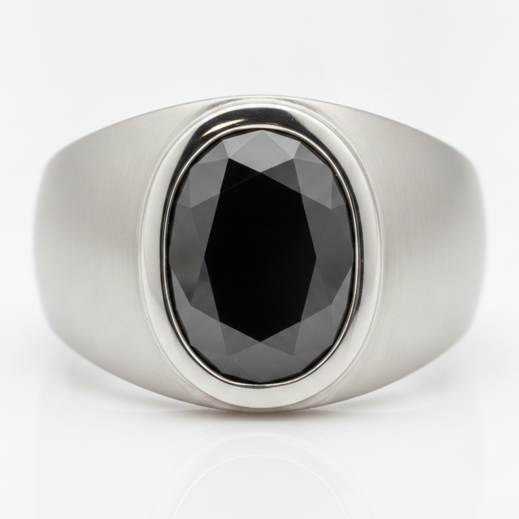 Black Diamond Engagement Ring 3.79 Carat Real Oval Fancy Bezel Platinum