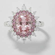 Pink Gemstone Engagement Ring Genuine Oval Fancy Diamond Semi Halo Platinum