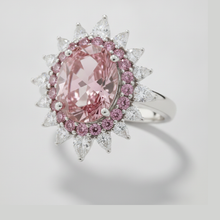 Pink Gemstone Engagement Ring Genuine Oval Fancy Diamond Semi Halo Platinum