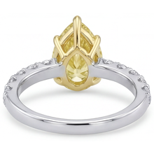Fancy Yellow Diamond Pear Shape Fine Jewelry Ring in Two-Tone 14K Gold – front view