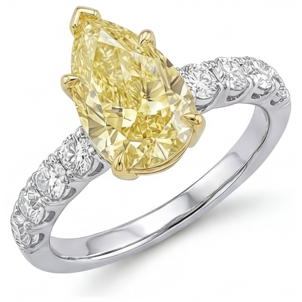 Genuine Fancy Yellow Diamond Fine Jewelry Ring – front view
