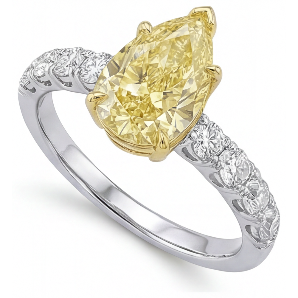 Fine Jewelry Ring Two-Tone 14K Gold with Fancy Yellow Diamond – side view