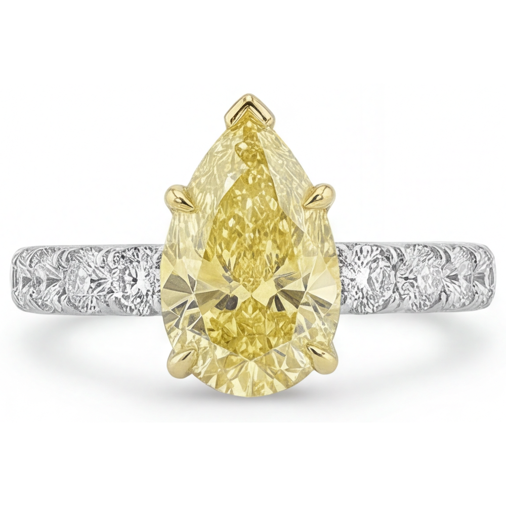 Fancy Yellow Diamond Fine Jewelry Ring 1.5-ct Two-Tone 14K Gold – profile view