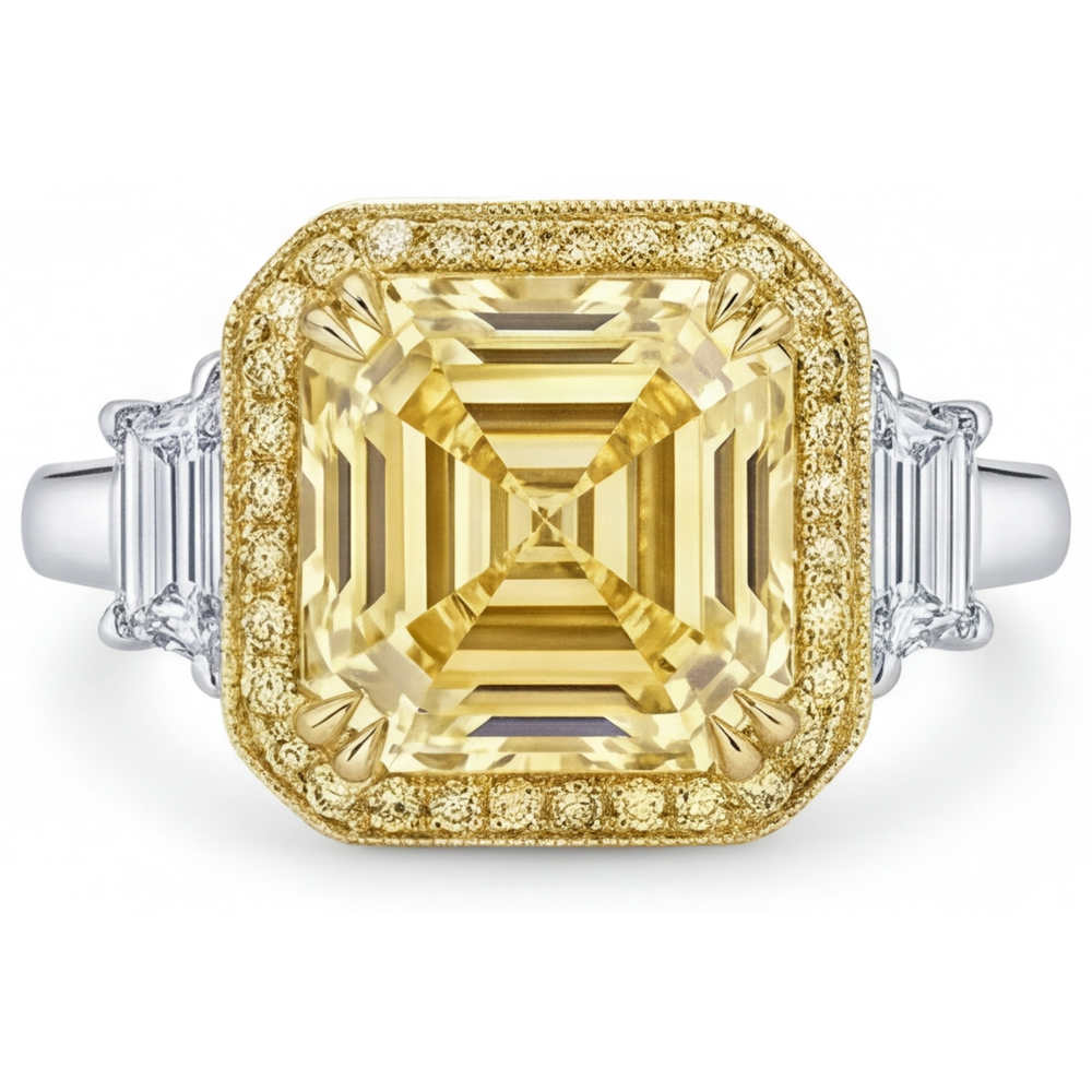Fine Jewelry Ring 14 Karat Two Tone Gold with Fancy Yellow Diamond – main view