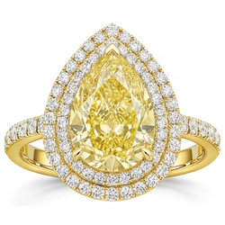 Fancy Yellow Diamond Pear Shape Fine Jewelry Ring 2 ct – 14K