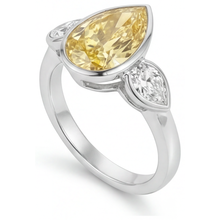Fancy Yellow Diamond Pear Shape Fine Jewelry Ring in 14 Karat White Gold – side view