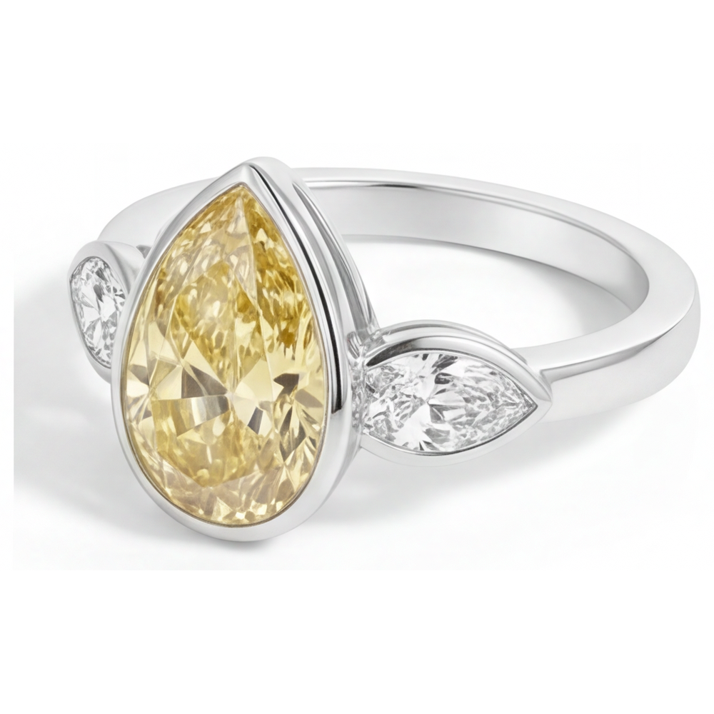 Real Fancy Yellow Diamond Fine Jewelry Ring – angle view