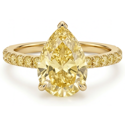 Pear Shape Fancy Yellow Diamond Fine Jewelry Ring in 14K Yellow