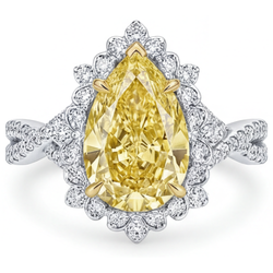 Elegant Fancy Yellow Diamond Halo Engagement Ring 3 ct – 14