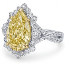 Elegant Fancy Yellow Diamond Halo Engagement Ring 3 ct – angle view