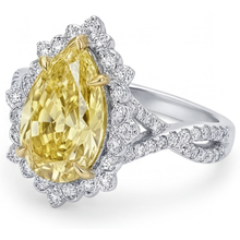 Elegant Fancy Yellow Diamond Halo Engagement Ring 3 ct – profile view