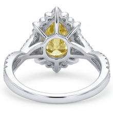 Genuine Fancy Yellow Diamond Halo Engagement Ring – detail view