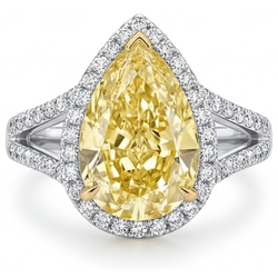 Fancy Yellow Diamond VVS Halo Engagement Ring 3 ct in Two-Tone