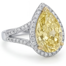 Luxury Fancy Yellow Diamond Halo Engagement Ring 3 ct – angle view