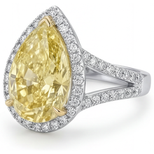 Luxury Fancy Yellow Diamond Halo Engagement Ring 3 ct – profile view