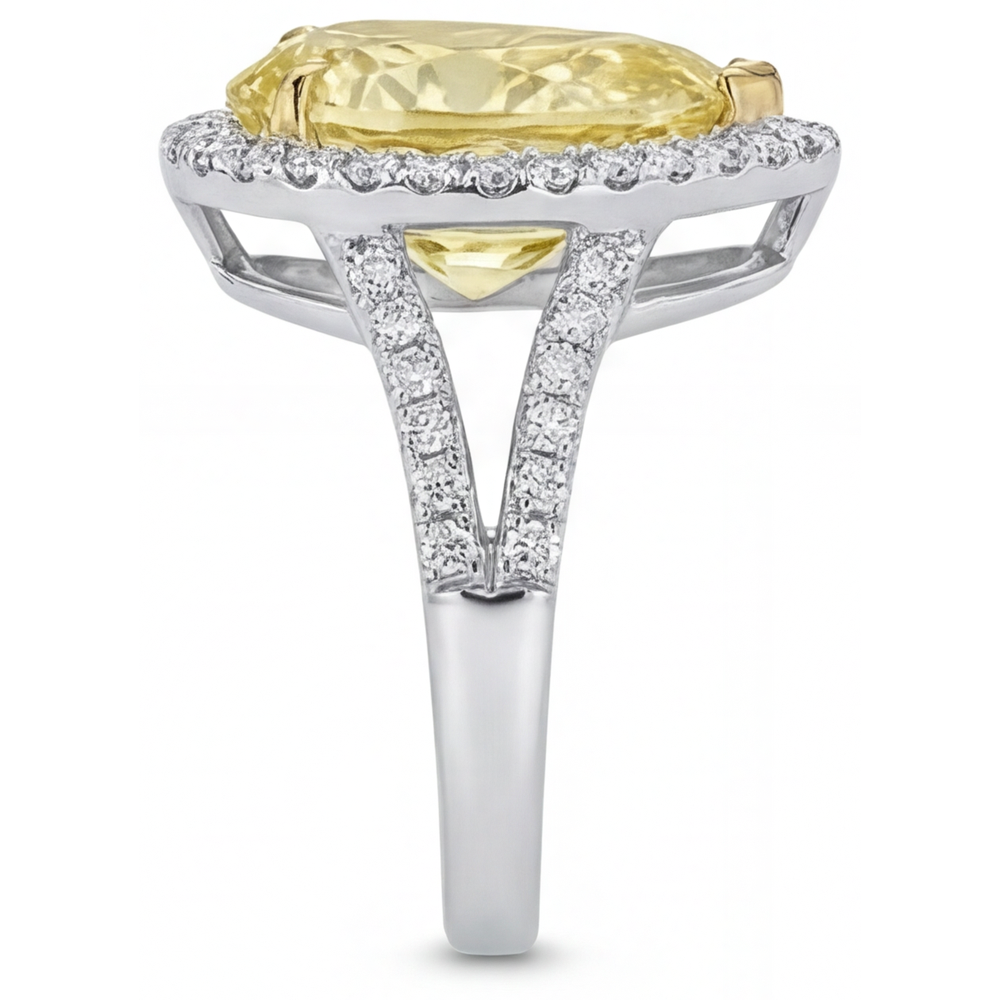 Luxury Fancy Yellow Diamond Halo Engagement Ring 3 ct – top view