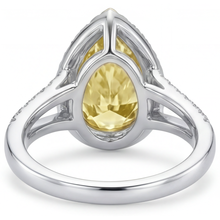 Halo Engagement Ring Two-Tone 14K Gold with Fancy Yellow Diamond – back view
