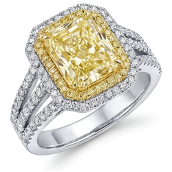 Elegant Halo Engagement Ring – Fancy Yellow Diamond 5 ct from