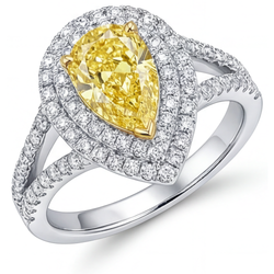 Fancy Yellow Diamond Halo Ring – VVS Clarity 1.50 ct Two-Tone