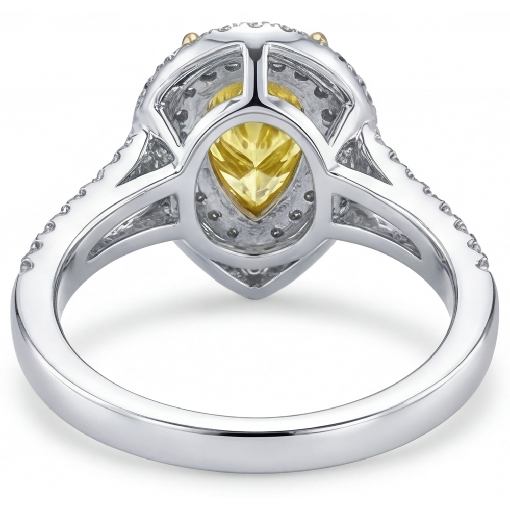 Halo Ring Two-Tone 14K Gold with Fancy Yellow Diamond – back view