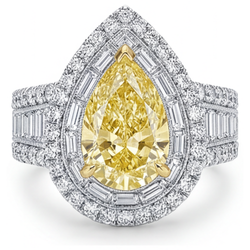 Earth-Mined VVS Clarity Fancy Yellow Diamond Halo Ring 3.50 ct