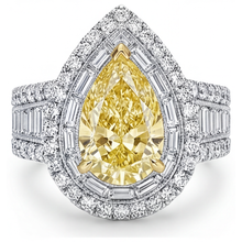 Halo Ring Two-Tone 14K Gold with Fancy Yellow Diamond – front view