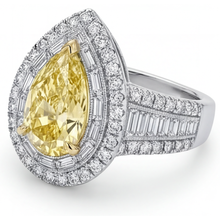 Halo Ring Two-Tone 14K Gold with Fancy Yellow Diamond – side view