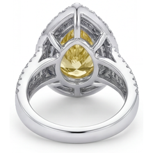 Earth-Mined Fancy Yellow Diamond Halo Ring 3.50 ct Two-Tone 14K Gold – back view